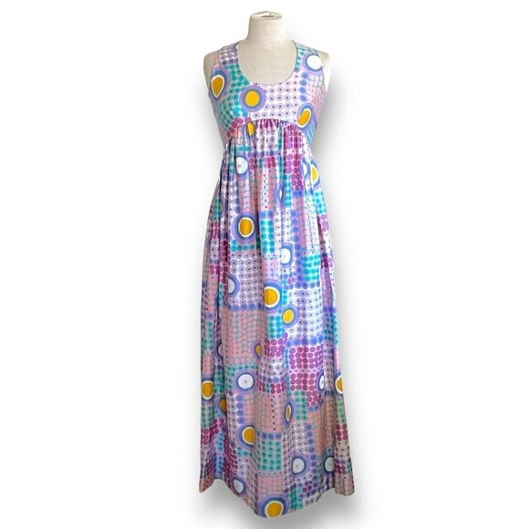 Vintage 1970s Saks Fifth Avenue Womens Maxi Dress Sz Small Polka Dot Sundress - Picture 2 of 11